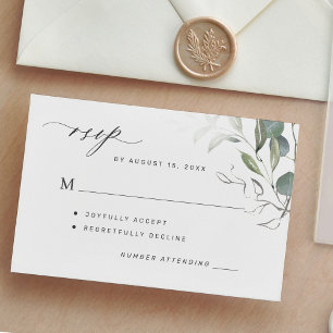 Cartão RSVP O verde simples deixa o casamento verde