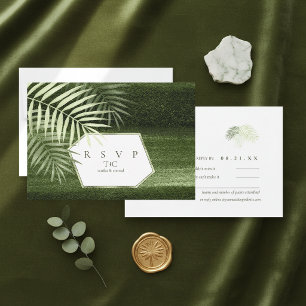 Cartão RSVP Oásis de Oliva Folhas de Palmeira Casamento ID1324