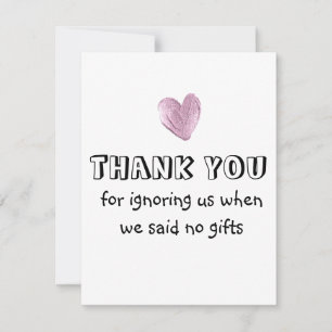 Cartão RSVP Obrigado Por Nos Ignorar Quando Dissemos Sem Prese