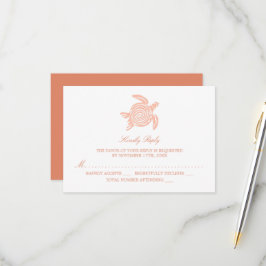 Cartão RSVP Oceano Tartaruga, Casamento de Praia de Coral Suav