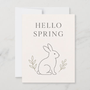 Cartão RSVP Olá Arte Minimalista de Coelho da Primavera