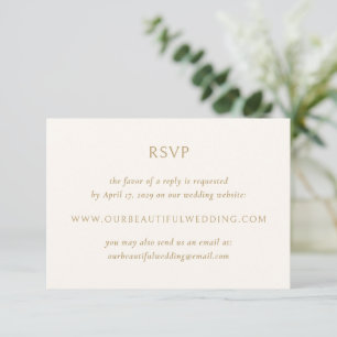 Cartão RSVP Olga Ivory e Dourado Casamento Moderno