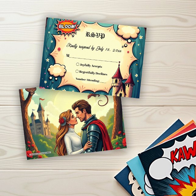 Cartão RSVP Once Upon A Time Woodland Castle Fairytale Wedding (Criador carregado)