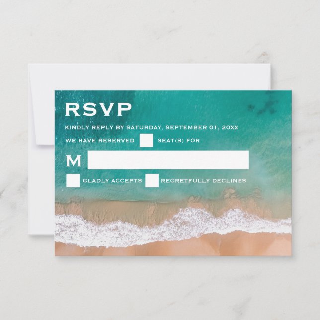 Cartão RSVP Onda Oceânica, Casamento de Praia (Frente)