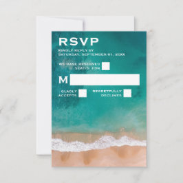 Cartão RSVP Onda Oceânica, Casamento de Praia