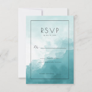 Cartão RSVP Ondas Calmas de Aquarela Azul