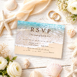 Cartão RSVP Ondas do Oceano de Verão Casamento na Praia Tropic