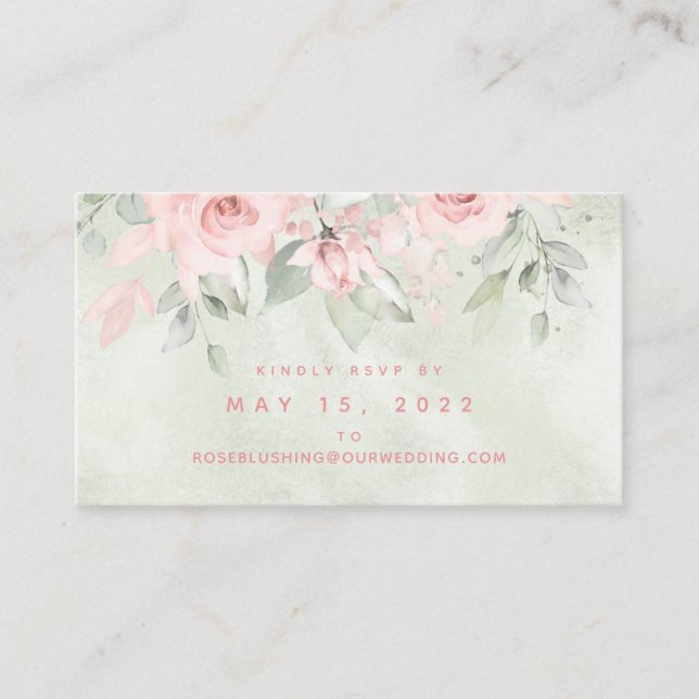 Cartão RSVP Online de Casamento de Rosas Blushing (Frente)