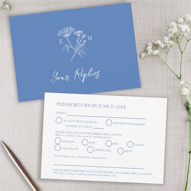 Cartão RSVP Opção de casamento da farinha de flor selvagem do  (Criador carregado)