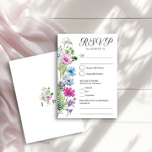 Cartão RSVP Opção Floral de Jantar e Casamento no Jardim de Fl