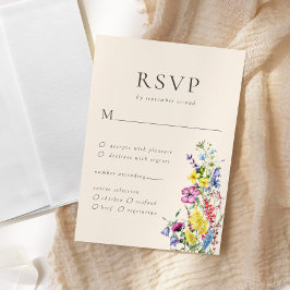 Cartão RSVP Opções de Refeição Boho Wildflower Casamento