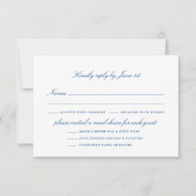 Opções de Refeição de Casamento Azul Marinho Elega