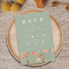 Cartão RSVP Opções de Refeição de Casamento com Flores Silvest