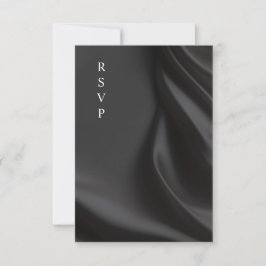 Cartão RSVP Opções de refeição de casamento em cetim preto lux