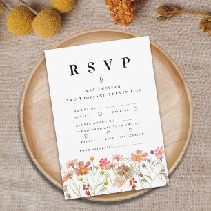 Cartão RSVP Opções de Refeição de Casamento Floral de Flores S