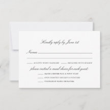 Opções de Refeição de Casamento Preto e Branco Ele