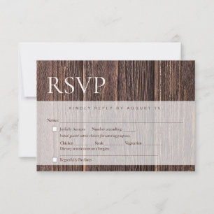 Cartão RSVP Opções de refeição de casamento rústico madeira es