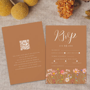 Cartão RSVP Opções de Refeição Floral Boho de Terracota Outono