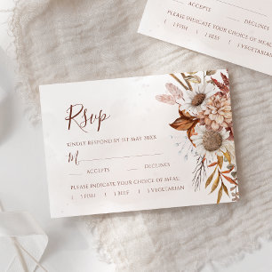 Cartão RSVP Opções de Refeição Floral de Outono Boho em Terrac