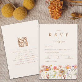 Cartão RSVP Opções de Refeição Floral de Outono Boho em Terrac