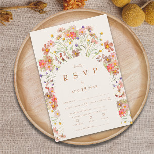 Cartão RSVP Opções de Refeição Floral de Outono Boho em Terrac