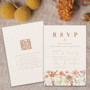 Cartão RSVP Opções de Refeição Floral de Outono Boho em Terrac