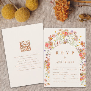 Cartão RSVP Opções de Refeição Floral de Outono Boho em Terrac