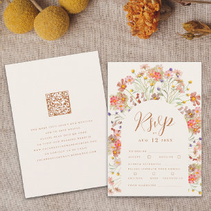 Cartão RSVP Opções de Refeição Floral de Outono Boho em Terrac
