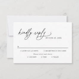 Cartão RSVP Opções de Refeição para Casamento Moderno Preto e 