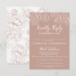 Cartão RSVP Opções de Refeições de Casamento Floral de Boho Co