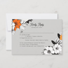 Cartão RSVP Opções de refeições de flores de arte-line