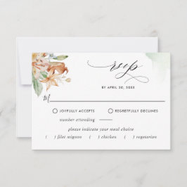 Cartão RSVP Opções de refeições elegantes Casamento Verde Tere