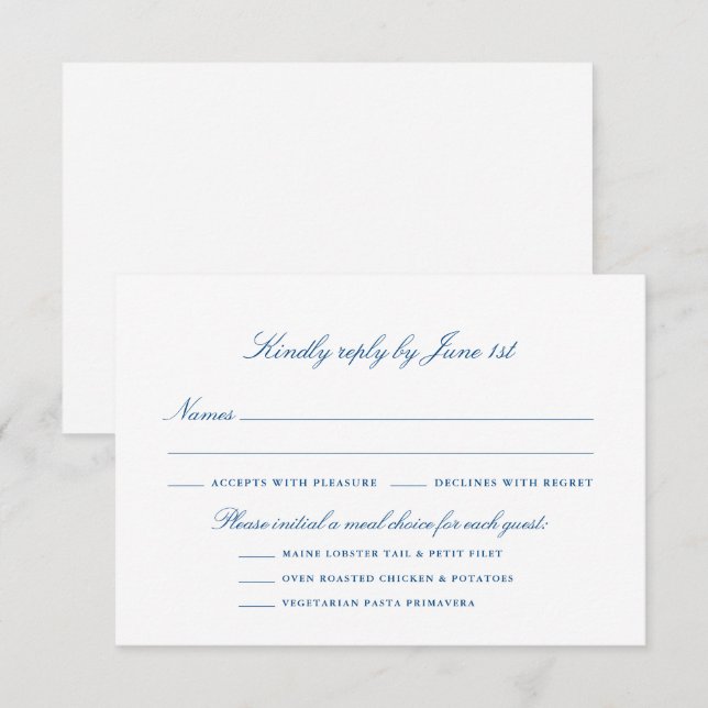 Cartão RSVP Opções de Refeições Elegantes Coleção de Pontos Sp (Frente/Verso)