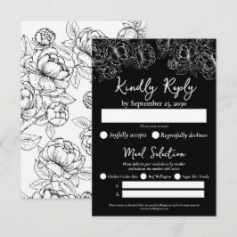 Cartão RSVP Opções de refeições para casamentos de boho negro