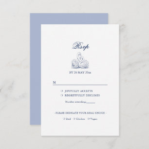 Cartão RSVP Opções Mínimas de Refeição de Buquês Bridal Desenh