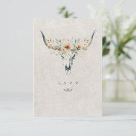 Cartão RSVP Opções ocidentais de farinha de crânio de longhorn