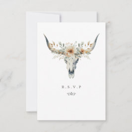 Cartão RSVP Opções ocidentais de farinha de crânio de longhorn