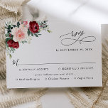 Cartão RSVP Opções Simples De Refeições De Verdura Floral Com<br><div class="desc">Projetado para coordenar com a nossa coleção de casamento Romântica Blooms,  este cartão RSVP personalizável,  apresenta borboletas de aquarela e flores de borda com folhas verdes e texto gráfico de script de caligrafia,  emparelhado com uma fonte de serif & sans modernos em preto. Itens correspondentes disponíveis.</div>