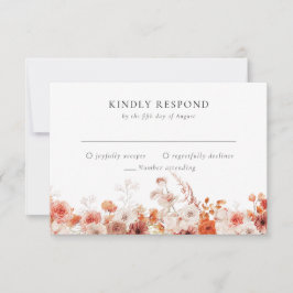 Cartão RSVP Orange Fall Floral Wedding