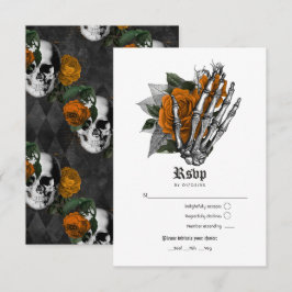 Cartão RSVP Orange Floral Gothic Wedding
