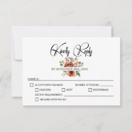 Cartão RSVP Orange Floral Wedding