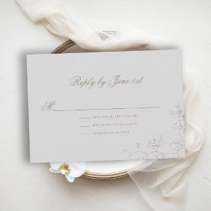 Cartão RSVP Orchids Reverie 2 Marfim Casamento Formal Tradicio