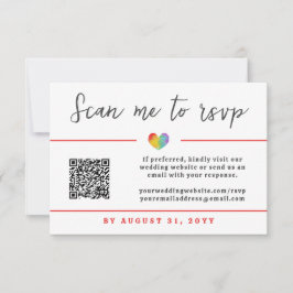 Cartão RSVP Orgulho Gay Lésbica Casamento Lésbico Código QR On