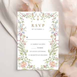 Cartão RSVP Ornamentado Grace Pastel Blush Casamento Floral