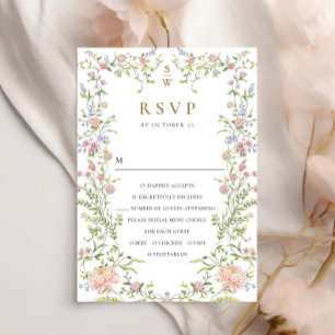 Cartão RSVP Ornamentado Grace Pastel Blush Casamento Floral