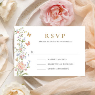 Cartão RSVP Ornamentado Grace Pastel Blush Casamento Floral