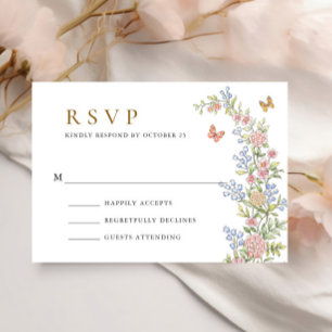 Cartão RSVP Ornamentado Grace Pastel Blush Casamento Floral