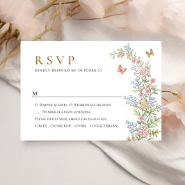 Cartão RSVP Ornamentado Grace Pastel Blush Casamento Floral