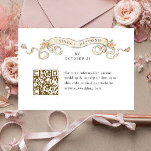 Cartão RSVP Ornamentado vitoriano Grace Floral Wedding Código