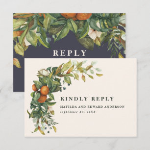 Cartão RSVP Orquestra elegante do casamento dos citros do mode